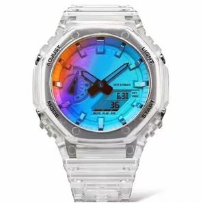 2024Fashion Full-featured Wrist watches LED Dual Display Men Women Casual Sports Royal Oak Electronic Analog Digital Ladies Waterproof Clock -4