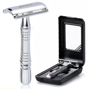 Razor Upgrade Wet Shaving Safety Blade Razor Shaver Handle Barber Men's Manual Beard Hair Care +1 Blade +1 Travel Case BT171