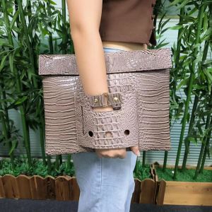 Backpack 2022 Hot Large Women Crocodile Green File Folder A4 Document Bag Fashion Women Laptop Bag Pouch Business Briefcase Bag