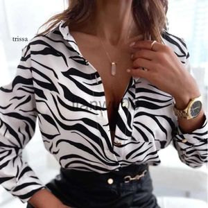 Blusas femininas camisas nova outono blusa casual feminina moda impressão manga longa topo 2023 inverno elegante turndown colarinho botão topos camisa de escritório j230802