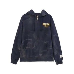 Herren Hoodies Sweatshirts Designer-Kleidung Galerien Hoodie Blau Schwarz Depts High Street Vielseitiger Kapuzen-Buchstabendruck Sport-Cardigan-Pullover-Mantel T47S