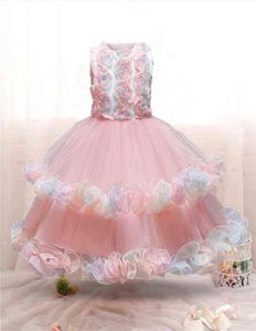 Vestito da principessa per ragazze Fiore Costume da festa per bambini Elegante matrimonio Compleanno Tutu Abiti da cerimonia Bambini Damigella d'onore Pagent G2205181996547