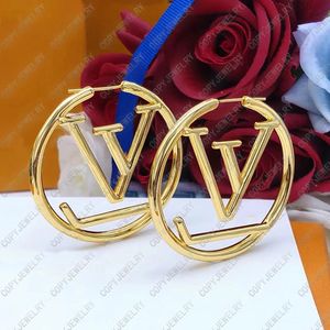 女性のためのイヤリングデザイナーフープ18kゴールドメッキオリジナルボックスラグジュアリーレディースジュエリー4cmイヤリングブランド