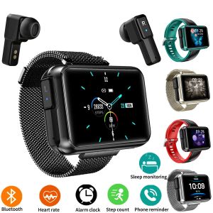 Watches T91 Smart Watch 2 i 1 TWS Wireless Bluetooth Headset Big DIY Screen Fitness Heart Spacker Armband Man Sports Smartwatch