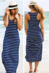 Basic Casual Dresses Causal Striped Maxi Dress Designger Girls Sandy Beach Crop Top Vest Dresses Formal Backless Skirt Evening Sexy Maxi 240302