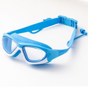 Anti-nevoeiro hd óculos de natação crianças conforto proteção para os olhos óculos de corrida de silicone óculos de natação com tampões de ouvido