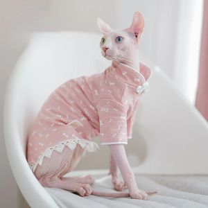 Giyim Sfinx Kedi Giysileri Sonbahar Kalın Kedi Cheongsam Dantel Etek Tüysüz Kedi Evcil Hayvan Kedi Kıyafetleri Devon Kedi Giysileri