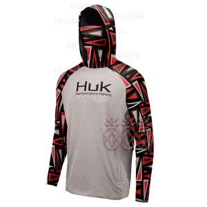 Huk fiske hoodies skjortor möter täcker fiske kläder utomhus män långärmad andningsbar UV -skydd upf50 fiske tshirts 240220