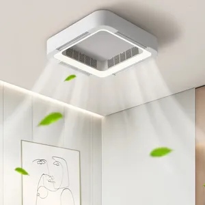 Ventilador de teto invisível sem lâminas, lâmpada com luz de controle remoto sem lâminas dc led circulador decoração quarto sala de estar