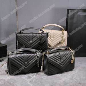 Luxury crossbody väskor designer väska kvinnor handväska college väska äkta läder svart silver guldkedjor väskor handväska enkel axel väskor kuvert väskor kvinnor metall logotyp