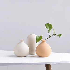 Vases Small ceramic vase, brown oval floral implement, Nordic minimalist hydroponic plant, highend home soft decoration