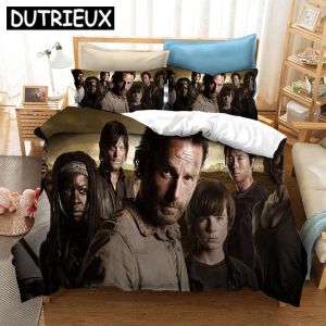 Impostare il set di biancheria da letto stampato 3D di Walking Dead 3D Copertine di cuscinetti per letti con pipistrello set di tende da letto a velo da letto