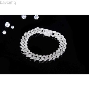 Pendanthalsband smycken S925 Sterling silverkedja för män 14 mm bred högkvalitativ silver 925 smycken kubansk moissanite mens armband 240302