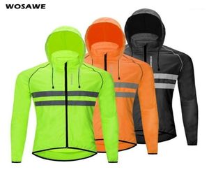 Giacche da corsa WOSAWE Cappucci sottili con cappuccio riflettente antivento Acqua repellente alla pioggia Cappotto giacca a vento da ciclismo Giacche sportive da bici12052730520