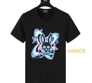 Psychological Bunny Shirt Wholesale Free Shipping American Trendy Brand T-shirt with Colorful Skull Rabbit Gradient Letter Print for Couples Short Sleeved 2024