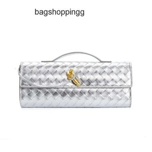 Lady New Single Bottegs Venets Bag Long Bags Handmade Woven French 2024 Clutch Hardware Lock Buckle Diagonal Cross Andiamo Purse Shoulder Women Yet7