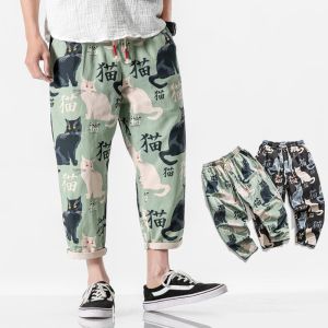 Hosen Y2K Herren Sommerkatze Print Freizeithose Harajuku Stil extra große Jogginghose Frauen 2023 Mode Bottom Street Kleidung