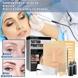 Kits Permanent Makeup Eyebrow Tattoo Kits Microblading Tattoo Practice Skin Ink Cup Tattooing Manual Guns Tattoo Supplies Starter Kit