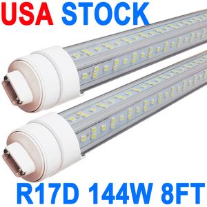 LED -glödlampor 8 fot, 2 stift 144W 6000K, T8 T10 T12 LED -rörljus, R17D LED 8 fot, ho roterbara LED -butiksljus, 8ft LED -glödlampor för lager garage skåp crestech