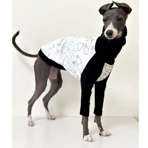Swetery włoskie greyhound wysokie ubrania kołnierza nadrukowane szwy bawełniany pies długi rękaw Whippet Dog ubrania jesień