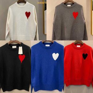 Mode amisweater paris mens kvinnor designer stickade skjortor high street tryckte en hjärtmönster rund hals stickade män kvinnor är jag jumper amis 2024