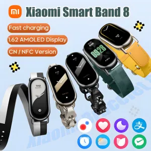 Часы Xiaomi Mi Band 8 Смарт-браслет Amoled-экран Сердечный ритм Кислород в крови Bluetooth Спортивные часы с NFC Xiaomi Miband8 Smart Band