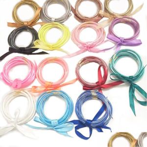 Bärade nyanlända alla väder mti-skikt glitter armband set fylld silplast bowknot gelé båge jularmband släpp leverans dhjkv