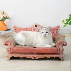 Scratchers Vintage Sofa Corrugated Scratching Post Cat Nest Integrated Replaceable Detachable Claw Grinding Cat Toy