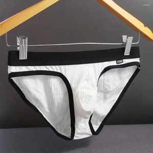 Cuecas Simples Suave Modal Carta Baixa Cintura Homens Thong Sexy Briefs U Convex Screw Thread Calcinhas