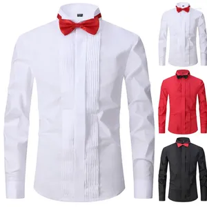 Camicie eleganti da uomo Camicia francese da smoking taglia americana Manica lunga Primavera/estate Groomsmen tinta unita Alta qualità Non stirabile Plus