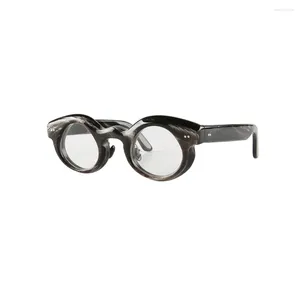 Sunglasses Nilerun Unique Japanese Designer Handmade Irregular Curved 3D Round Edge Thick Real Horn Glasses Eyewear Eyeglasses