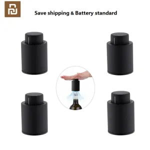 Kontrollera YouPin Abs Vacuum Wine Bottle Stopper Sealed Storage Black Vacuum Memory Wine Stopper Push Style Bar Tools Simple Barware