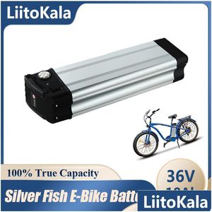 Piller Liitokala 36V 10AH Lityum Sier Fish Ebike Pil Paketi 500W 36 V Elektrikli Bike E-Bike Li-Ion Batayı 15a BMS Alt D DHLOG