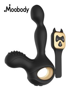 Fjärrkontrollvibrator vibrerande prostatasmassage stimulater uppvärmning automatisk roterande dildo sexleksaker för män par bögar SH1909982009