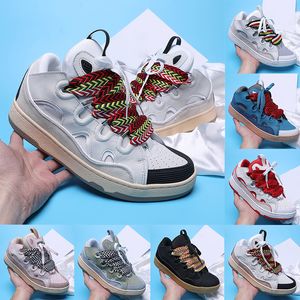 Curb Sneakers Tasarımcı Ayakkabı Erkek Kadınlar Örek Dokunma Dantel-Up Eğitmen Erkek Buzak Hattı Nappa Platform Ayakkabı Siyah Deri Lanvinies Lüks Kadınlar Günlük Eğitmenler