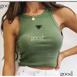 Prrra Summer White Women Tops Tees Crop Top Embroidery Sexig Off Shoulder Black Tank Top Casual ärmlös Backless Top Shirts Luxury Designer Solid Color Vest 692