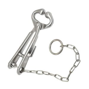 Accessori 1 pz Pinza per naso di bovino con catena Morsetto per trazione di mucca in acciaio inossidabile Naso di mucca Naso fisso Dispositivo per piercing bovino Strumento di perforazione