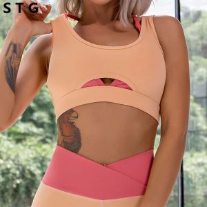 Outfits New Women Sexy Sports BH med Pad Push Up Crop Top Vest Style Fiess Gym BRA Träning Yoga Top Sports Wear Active Tank