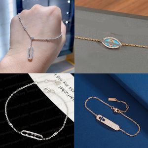 Designer Messik Series Charm -armband för kvinnor 18K Rose Gold Silver Geometric Diamond Slide Three Diamond S925 Silver Fashion Jewelry Gift