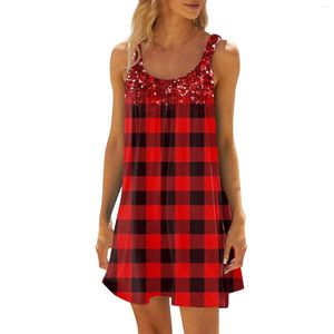 Vestidos casuais verão vestido praia estilo suspender xadrez impressão simples campus jovens vestidos femininos