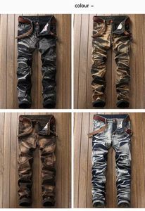 Herren-Jeans, verwaschene Distressed-Jeans, Schönheitsgröße, lässig, Alltag, Street-Style, mittelhoher Bund, Erwachsene, Herbst-Winter-Kleidung, NewL231003