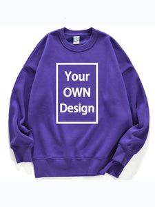 Kendi Tasarım Marka Resminiz Özel Erkekler Kadın Diy Hoodies Pleece O-Neck Sıradan Pullover Gevşek Moda Sweatshirt 13 Renk 240220