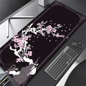 Pads Sakura Mousepad Gaming Accessories Japanese Large Mouse Pad Black Pink Kawaii Desk Mat Table XXL Pad for Computer Mouse Carpet..