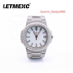 LETMEXC Volldiamant-Moissanit-High-End-Uhr, individuelle D-Farbe, VVS1, Herren- und Damen-Vouple-Uhr, modisch