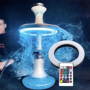 Juses S HOOFAH LED RING LIGHT RADERABLE RGB Colorful Shisha Lamp Grid Round Hole Buckle Nightclub Rökningstillbehör 240220