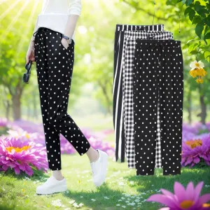 Capris sexiga prickbyxor Kvinnor Ankel/kalvlängd Långa byxor Fickor Trackstring Elastisk stor storlek PLAID Pant mode Casual Mamma kläder