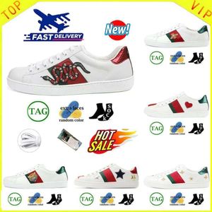 Mens Designer Casual Shoes Bee Ace Sneakers Low Mens Womens Shoes Sports Trainers Tiger broderade svarta vita gröna ränder som går Mens kvinnor 1977 Skor