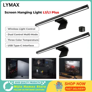 Kontrol Lymax LED masa lambası ekran çubuğu, asılı hafif gözler koruma pc bilgisayar monitörü ışık çubuğu kısaltılabilir okuma ekran lambası