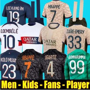 24 25 Soccer Jerseys Maillot de Foot Mbappe Hakimi Marquinhos Verratti Paris Football Shirt 2023 2024 Sergio Ramos Fabian Psges Hommes Men Kids Football Jersey Kit