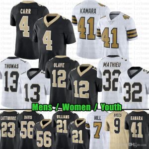 4 Derek Carr Alvin Kamara Futbol Forması Jamaal Williams Chris Olave Foster Moreau Taysom Tepesi Tyrann Mathieu Jimmy Graham Brees Marshon Lattimore DeMario Davis